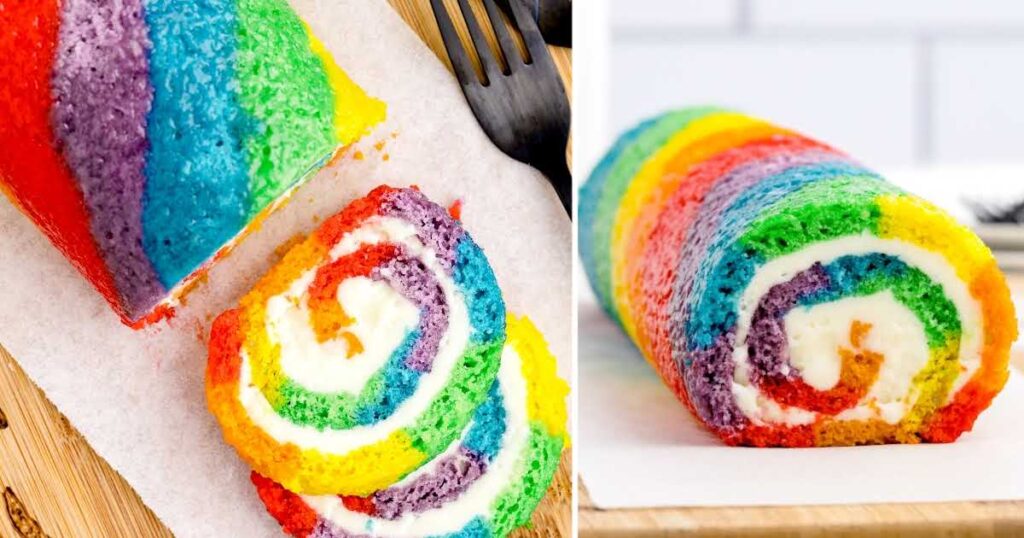 Rainbow Roll Cake - Les meilleures recettes du blog